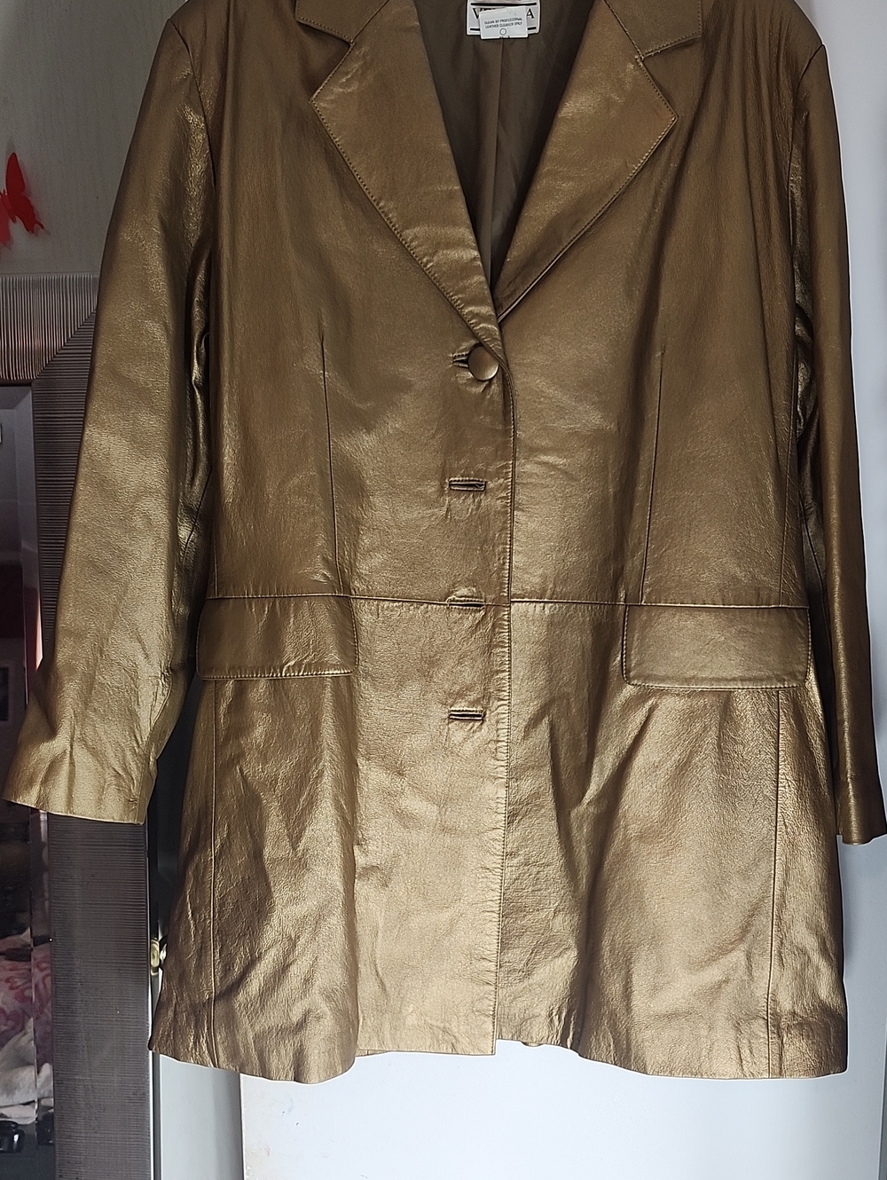 Venezia Metallic Gold Leather Blazer